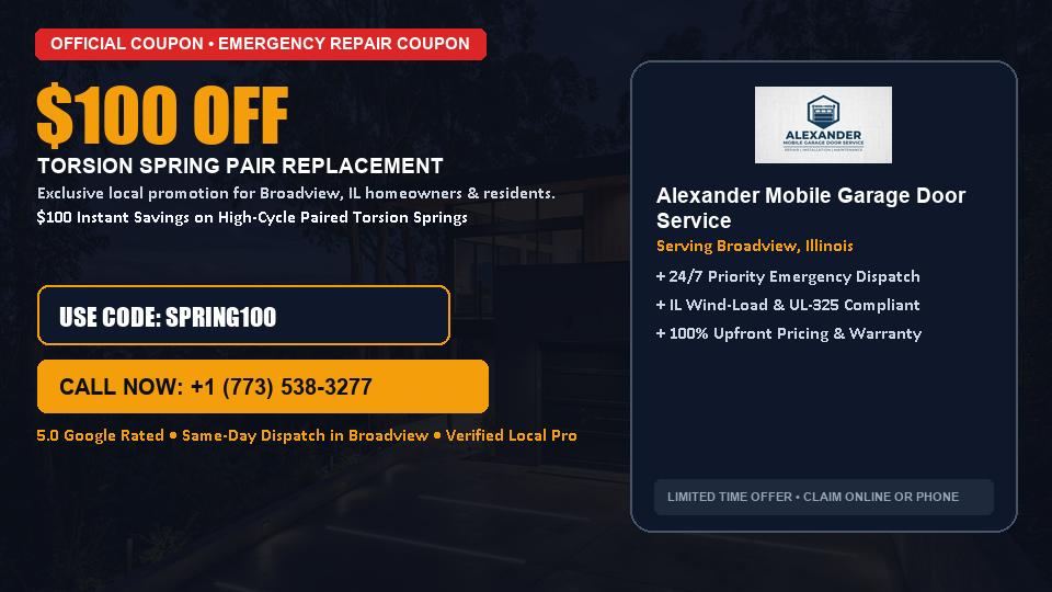 Alexander Mobile Garage Door Service $100 OFF Dual Torsion Spring Replacement